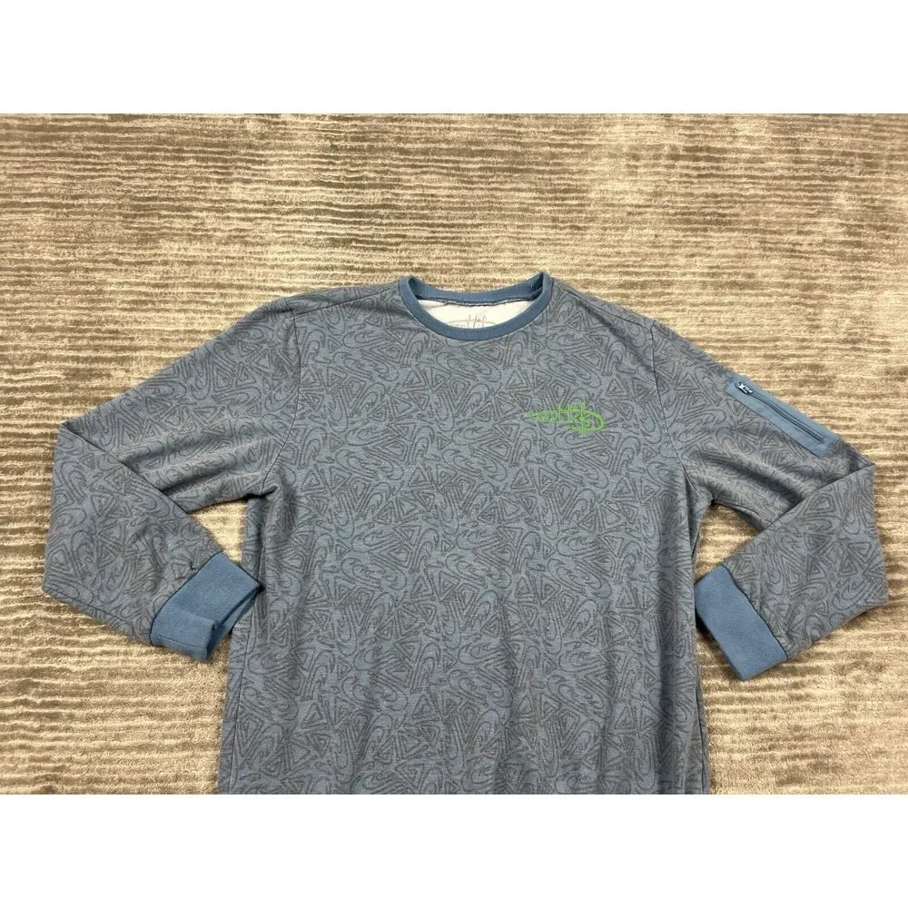 Reel Life‎ Sweater Mens Medium Blue Geometric Longsleeve Outdoors Casual